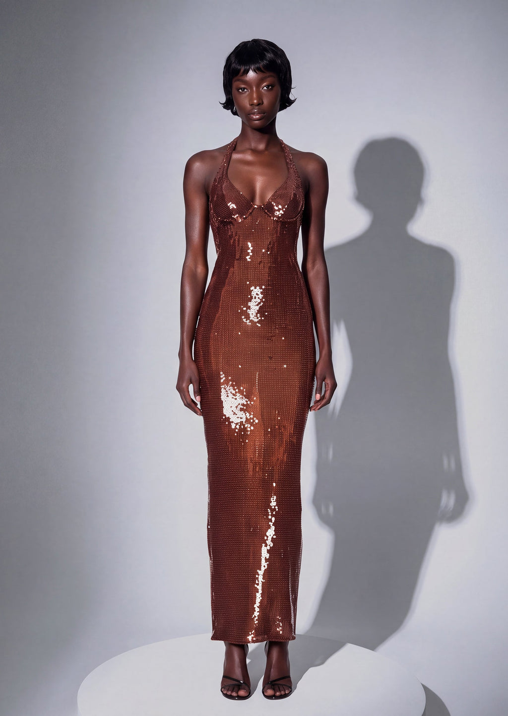 Jacop Sequined Halter Maxi Dress