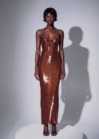 Jacop Sequined Halter Maxi Dress