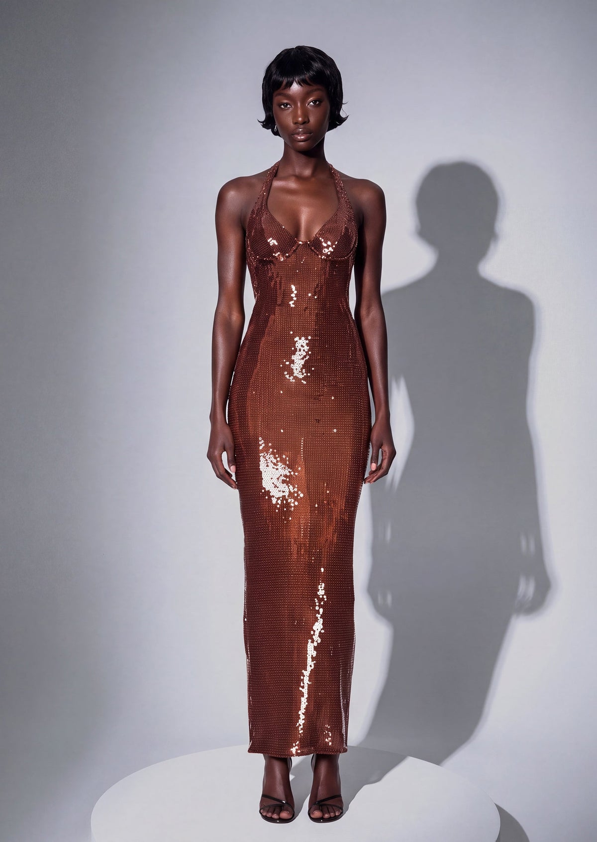 Jacop Sequined Halter Maxi Dress