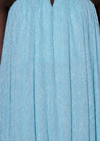 Chasca Strapless Shimmering Maxi Dress In Blue