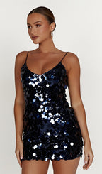 Sequin Mini Dress - Navy