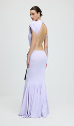 Jersey  Cut Out Detail Bow Maxi Dress In Purple