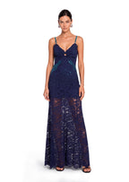 Tabby Sleeveless Lace Maxi Dress In Blue