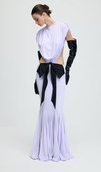 Jersey  Cut Out Detail Bow Maxi Dress In Purple