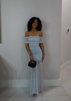 Slinky Off Shoulder Maxi Dress