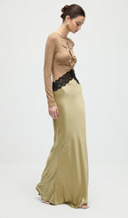 Open Twist Lace Maxi Dress In Eucalypt Black
