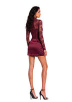 Mana Long Sleeved Lace Bodysuit & Skirt Set In Claret