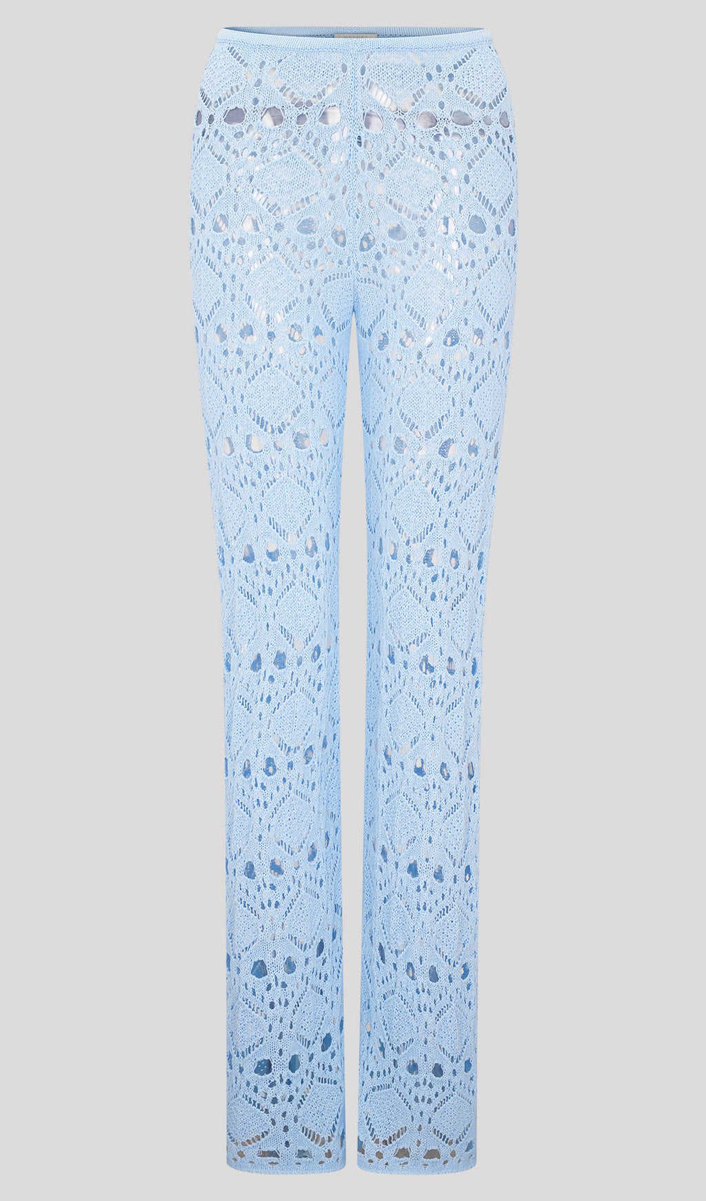 Bandage Knit Top & Crochet Knit Pants In Blue