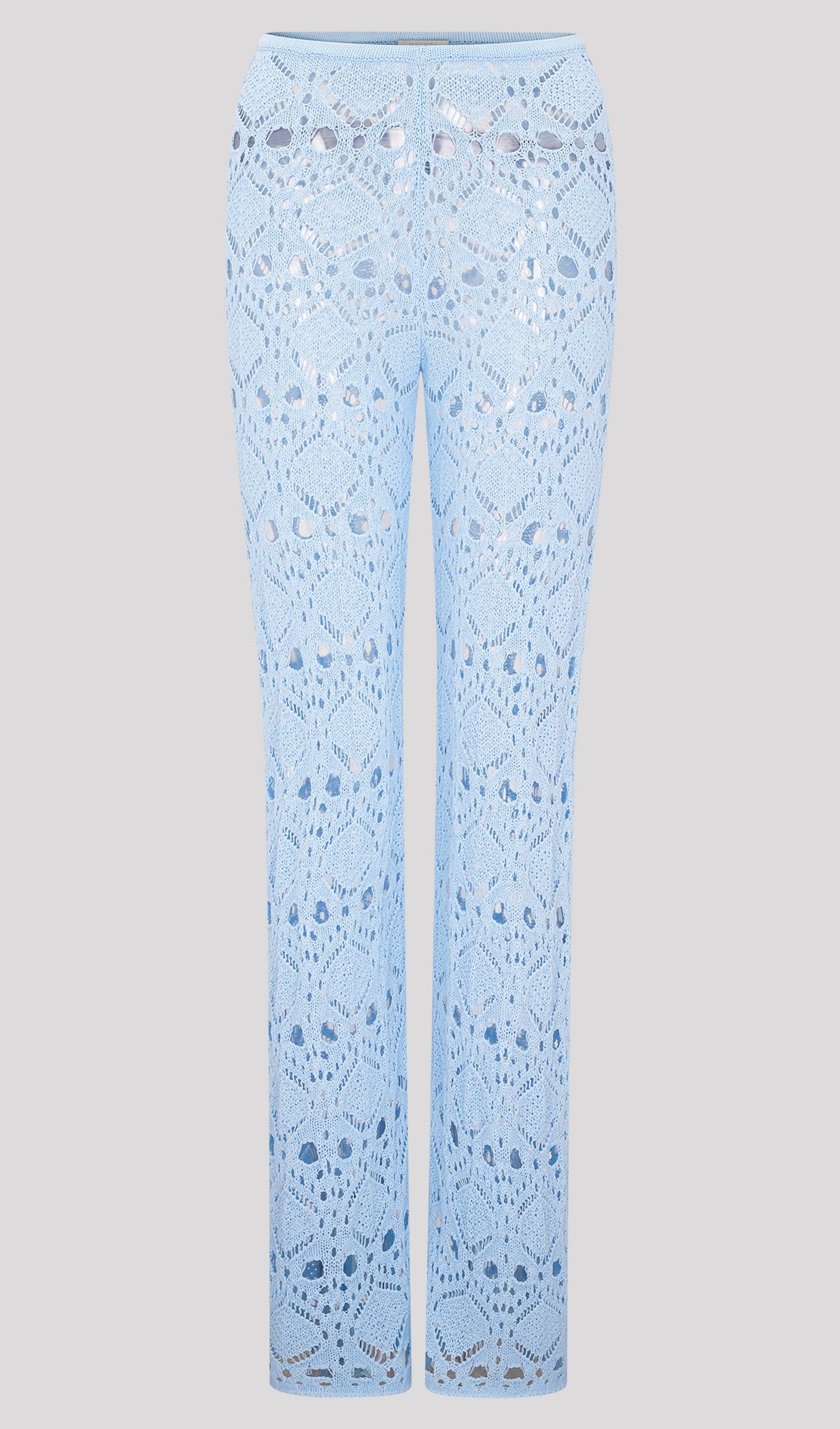 Bandage Knit Top & Crochet Knit Pants In Blue