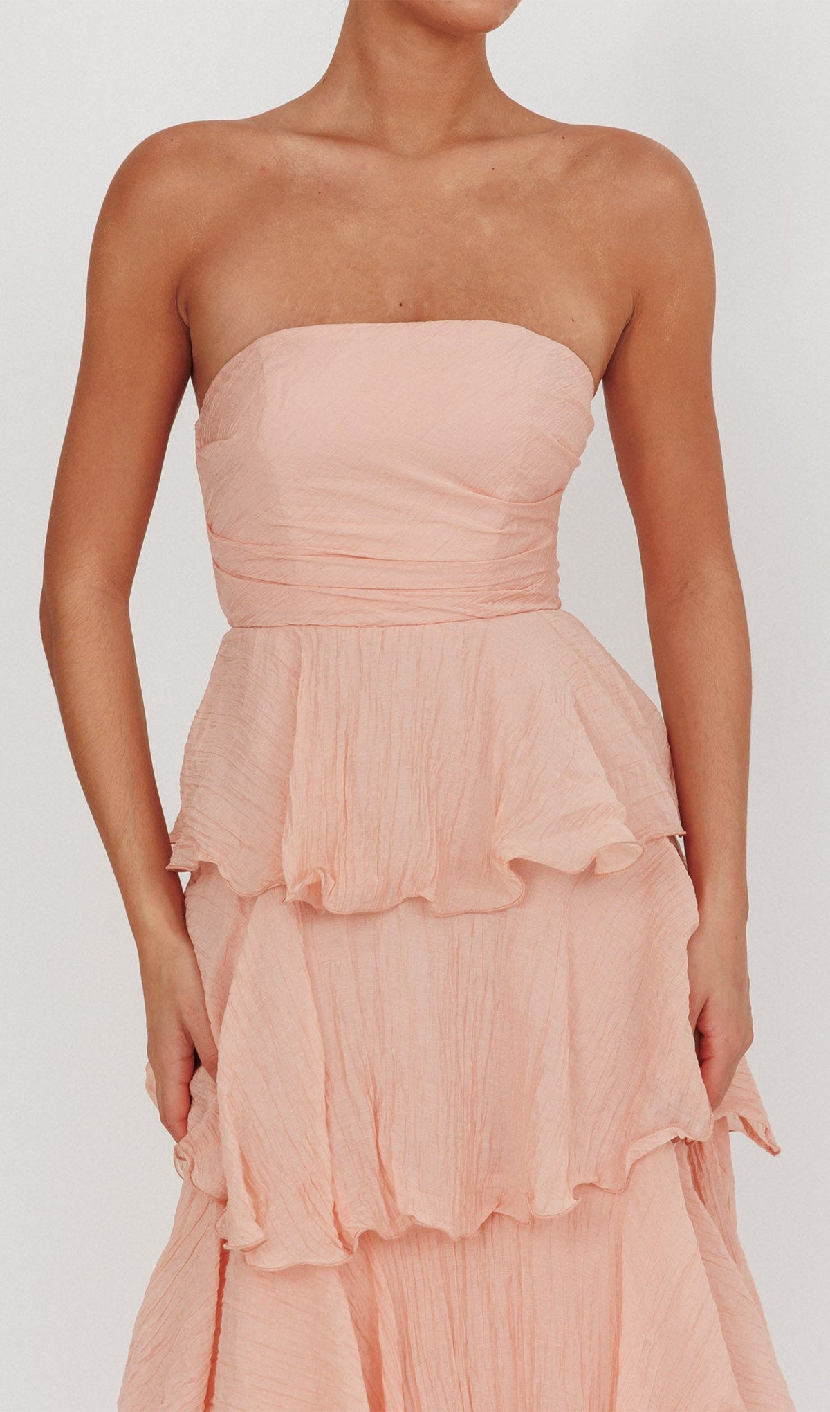 Strapless Layered Midi Dress