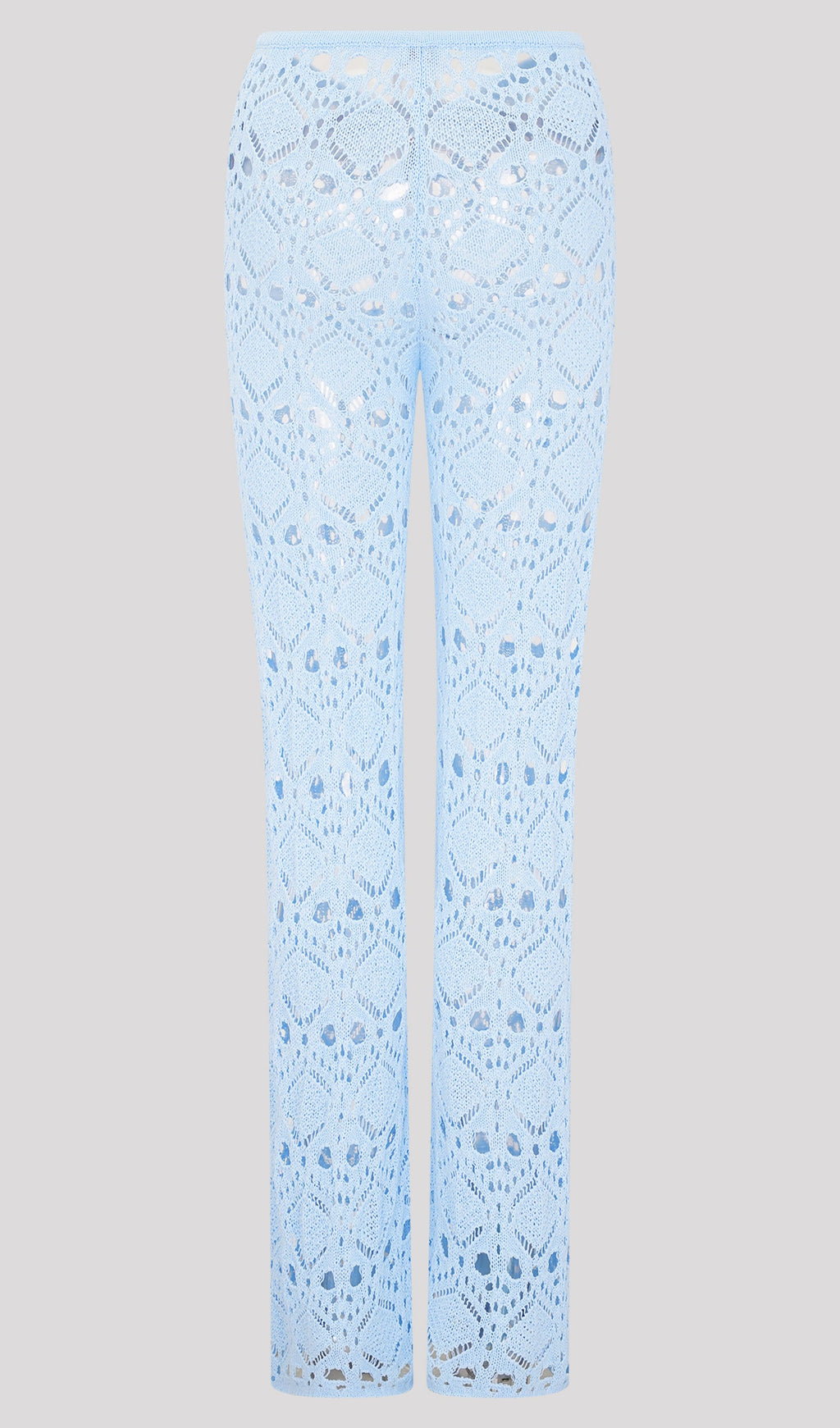 Bandage Knit Top & Crochet Knit Pants In Blue
