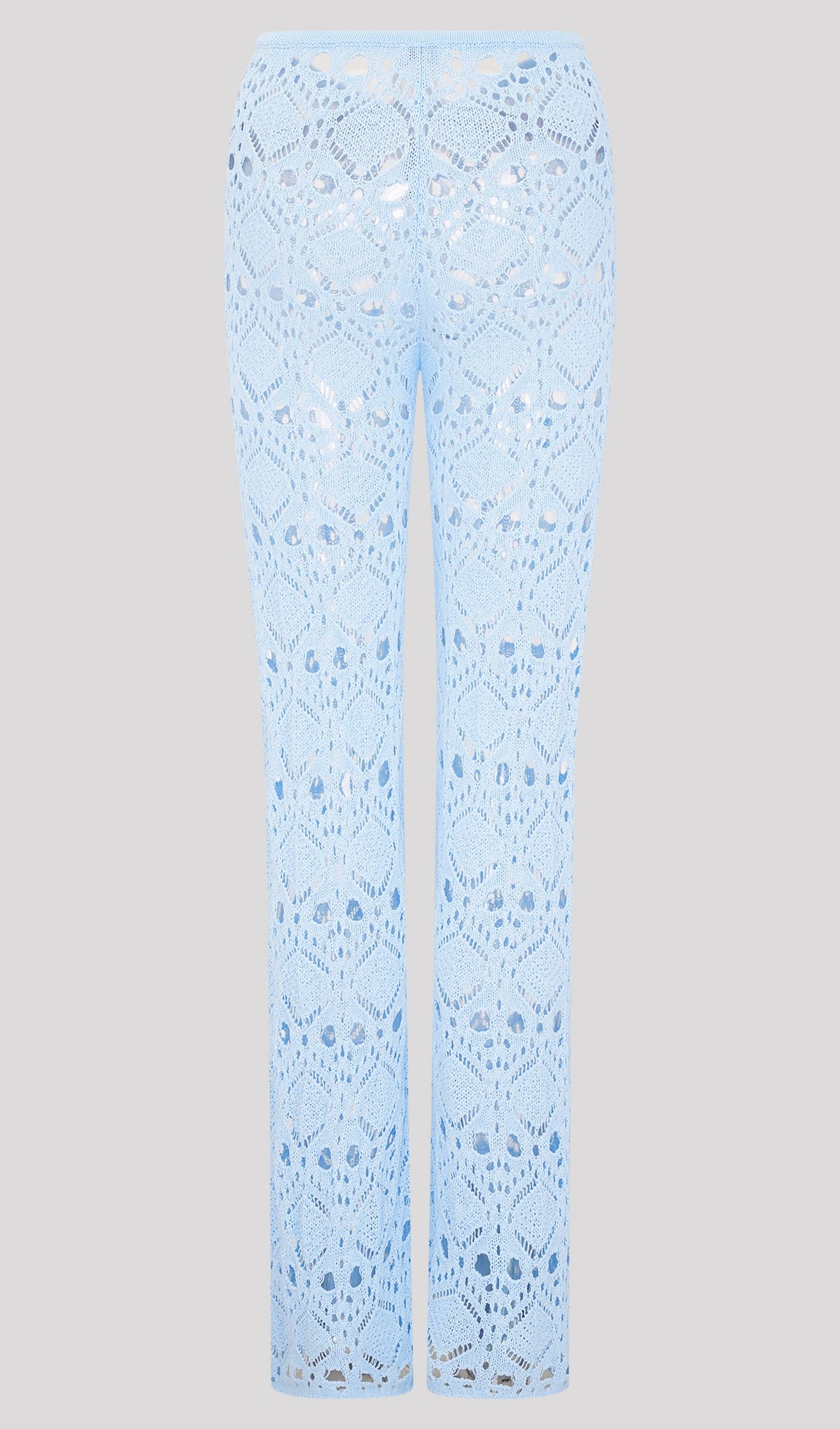 Bandage Knit Top & Crochet Knit Pants In Blue