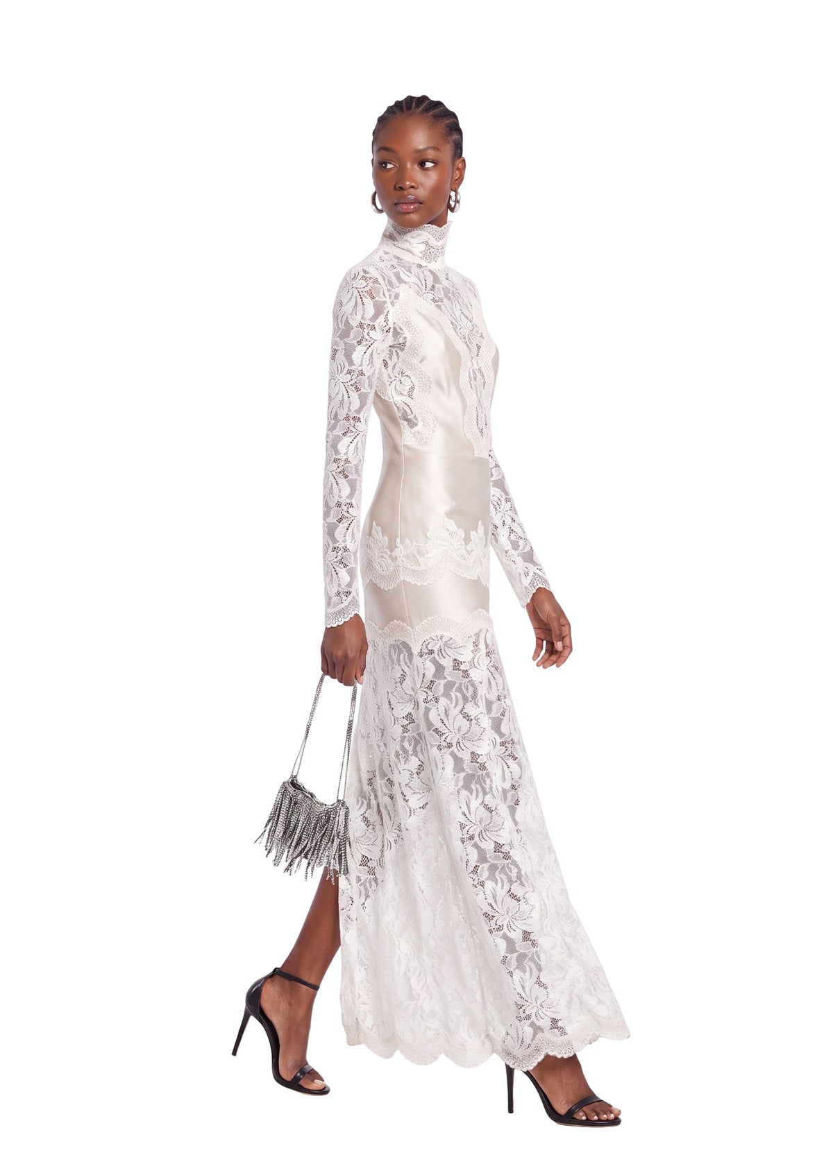 Tablita Long Sleeved Lace Maxi Dress In White