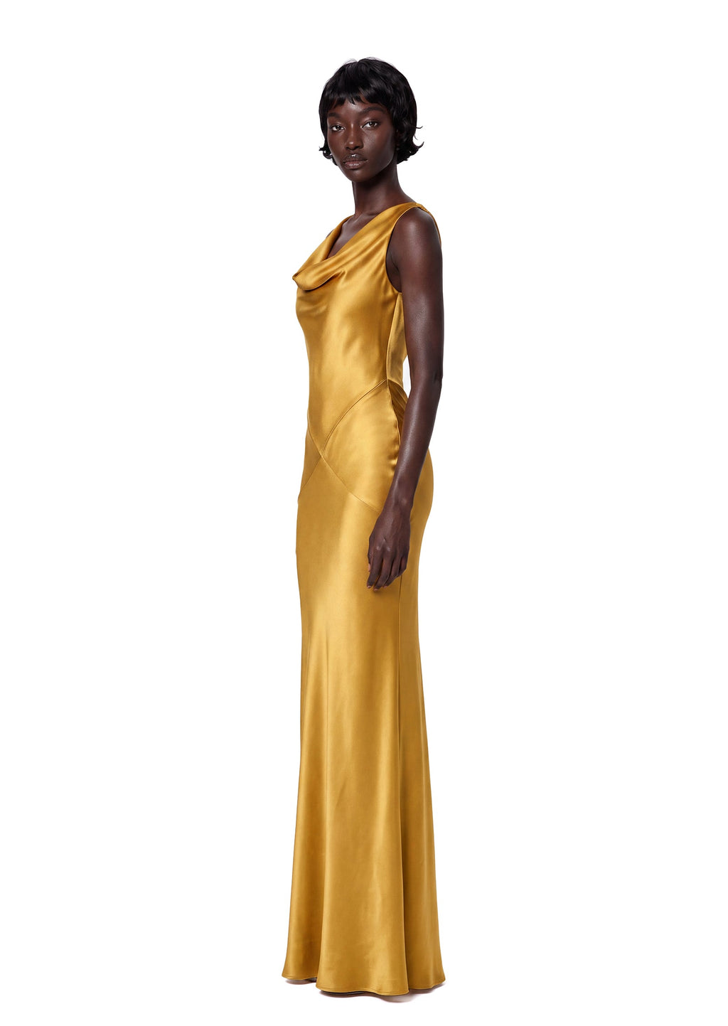 Tacita Satin Backless Maxi Dress In Gold