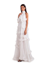 Hawa Halter Neck Petal Slit Maxi Dress In White