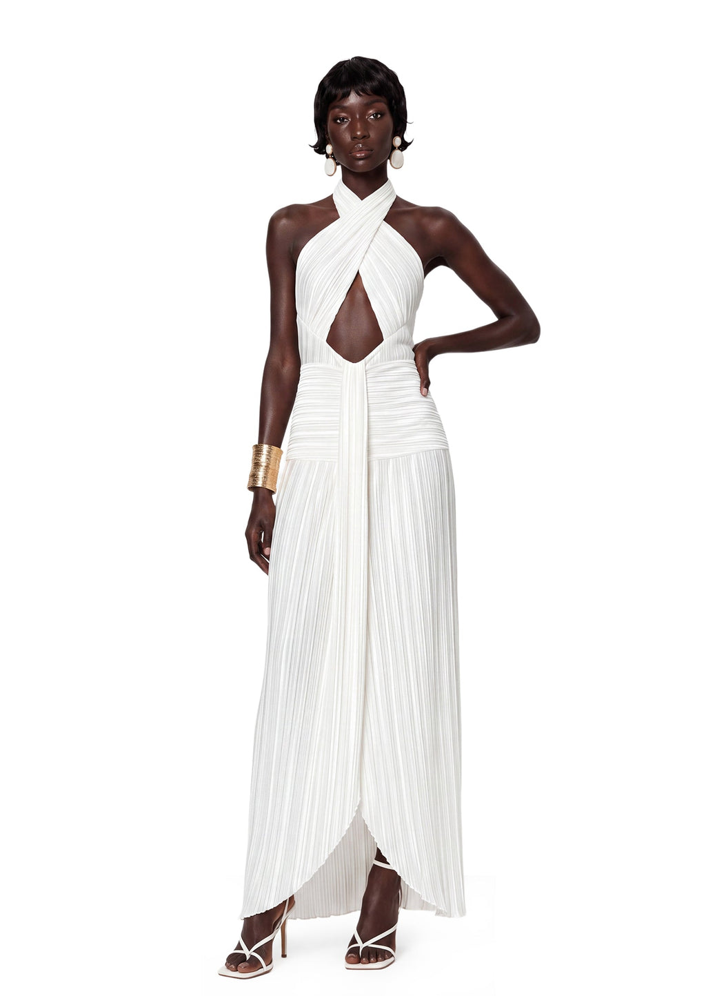 Sabeen Satin Halter Neck Maxi Dress
