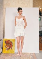 Aviana Lace Corset Mini Dress Set In White