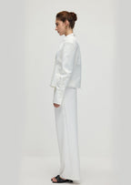 Solid Deep V Wide Shoulder Coat