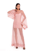 Zaci Organza Maxi Skirt Two Piece Set In Pink