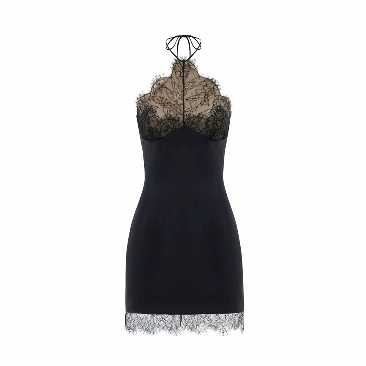 Ruby Halter Lace Mini Dress In Black