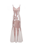 Dagon Glossy Maxi Dress In Pink