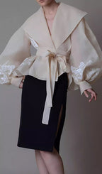 Tulle Jacquard Tie Shirt