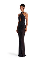 Maha Halter Neck Sparkly Maxi Dress In Black
