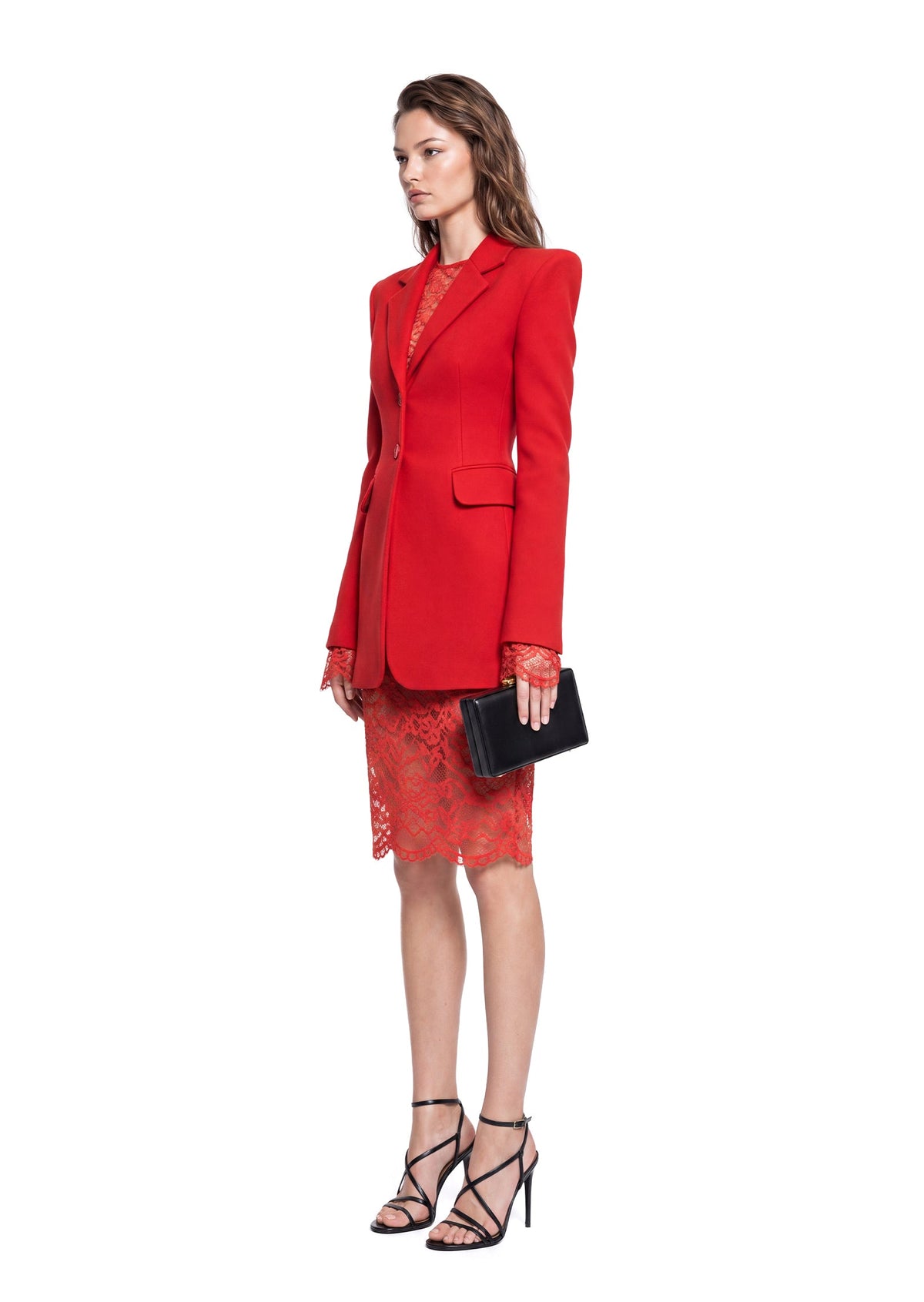 Saabir Long Sleeved Suit Jacket In Red