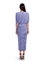 Jaycee Round Neck Pleated Sheer Midi Dress