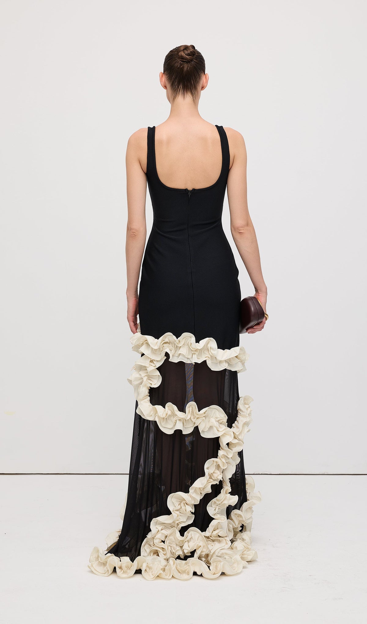 Wisteria Gown Maxi Dress In Black & White