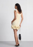 Oscar Crepe 3D Flower Mini Dress In Yellow