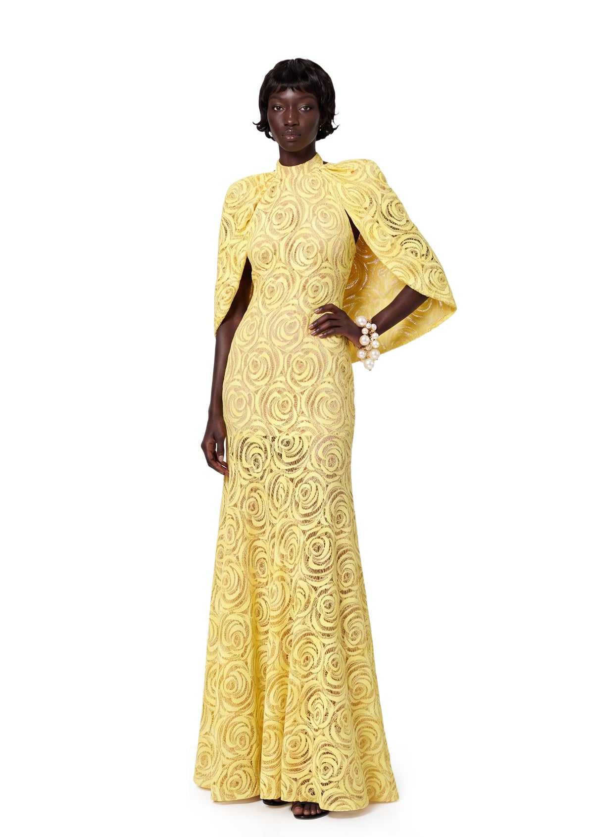 Kabili Round Neck Lace Maxi Dress In Yellow