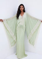 Sabian Lace Bell Sleeve Maxi Dress In Green
