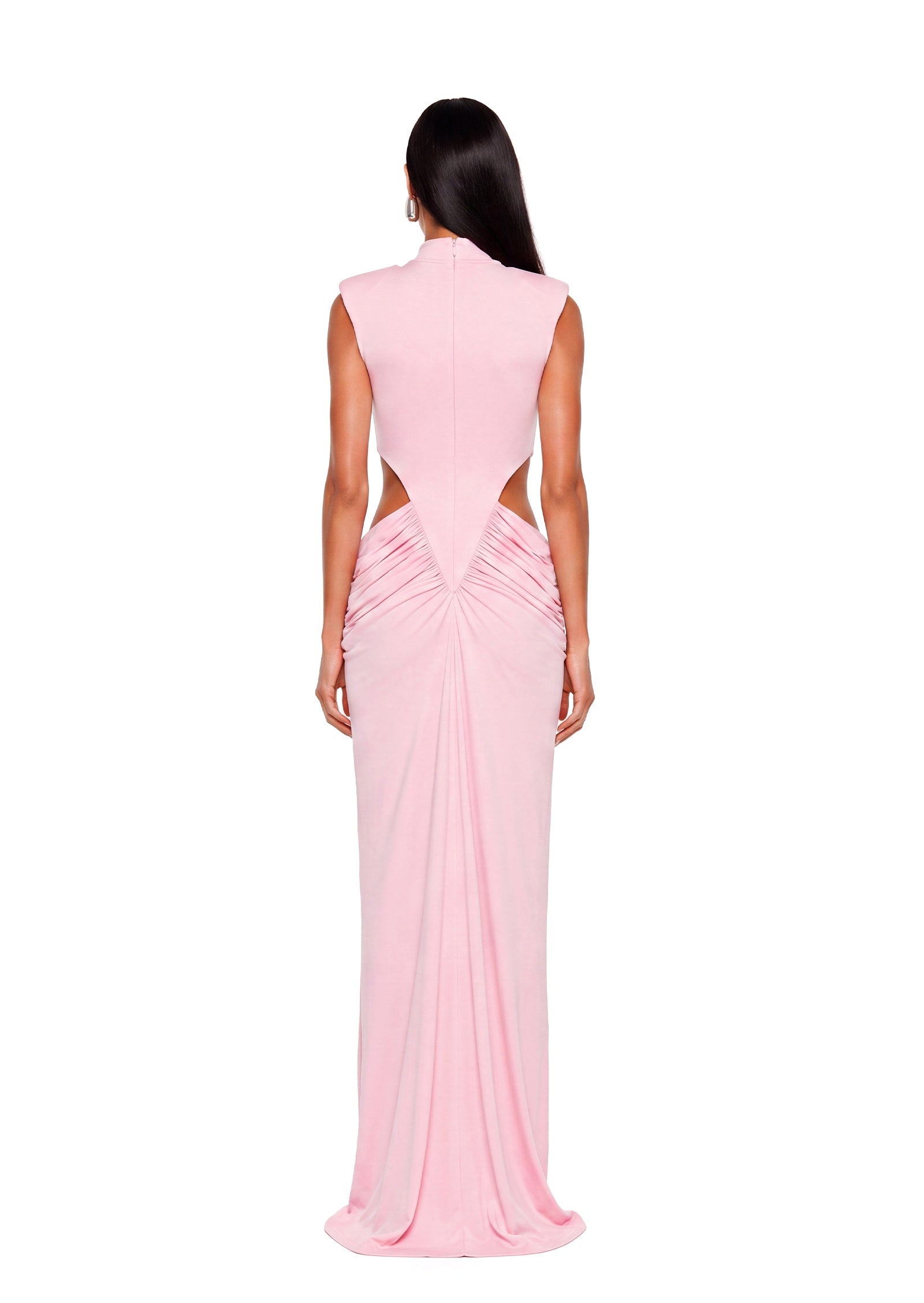 Adabella Gathering Cut Out Maxi Dress In Pink