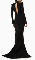 V-Neck Draped And Embroidery Evening Dress