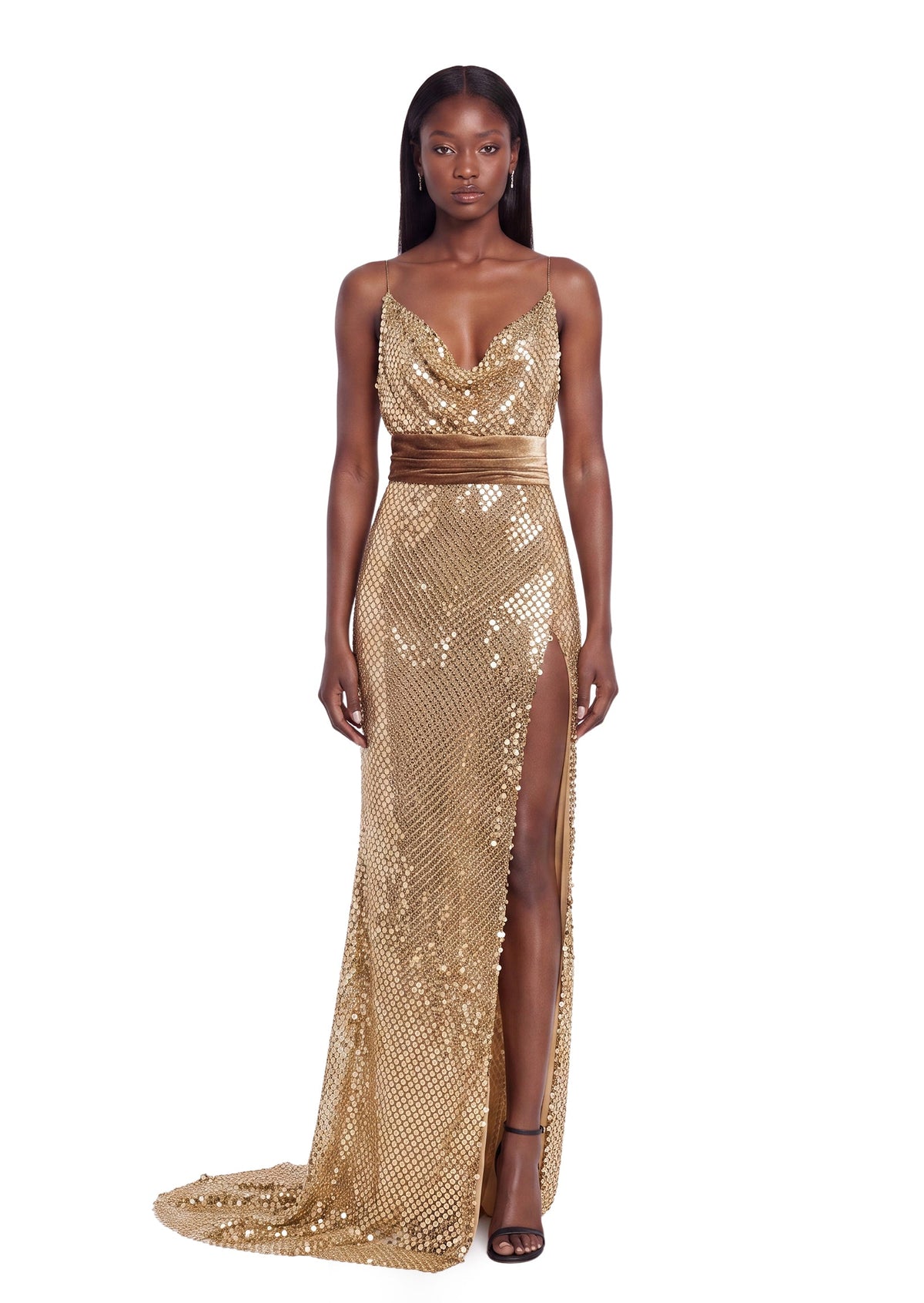 Dafina Open Back Sequined Maxi Dress