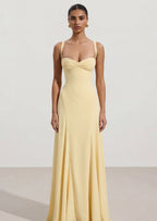 Irie Lace Up Maxi Dress In lemon