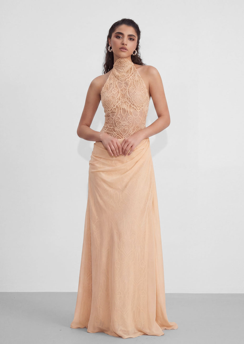 Naelle  Lace High Neck Maxi Dress