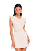 Ebony White Ruffled Knit Mini Dress