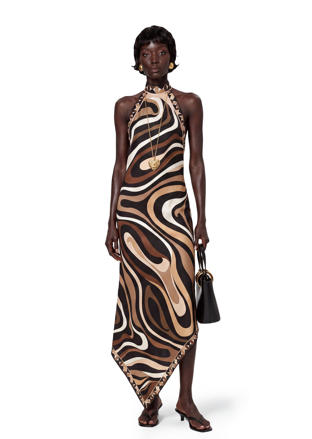 Wafiya Halter Neck Printed Midi Dress