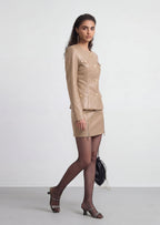 Milly Leather Mini Skirt Two Piece Set