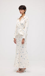 Floral Print Satin Maxi Skirt Two Piece Set