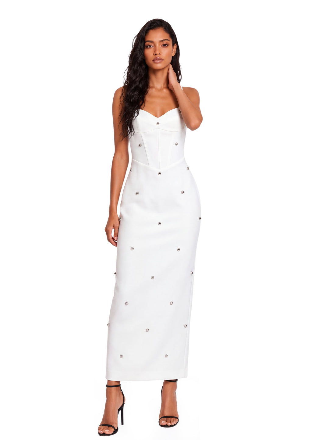 Jaddua Beaded Midi Dress In White