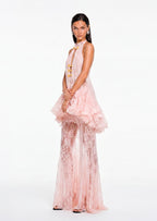 Sylvana Lace Top And Pants Two Piece Set In Pink