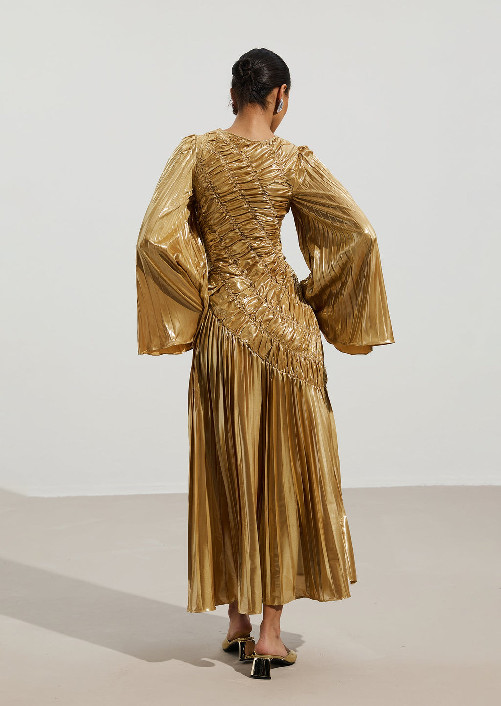 Metallic Maxi Dress In Gold