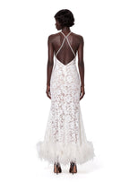 Nadda Rhinestone Chain Lace Maxi Dress