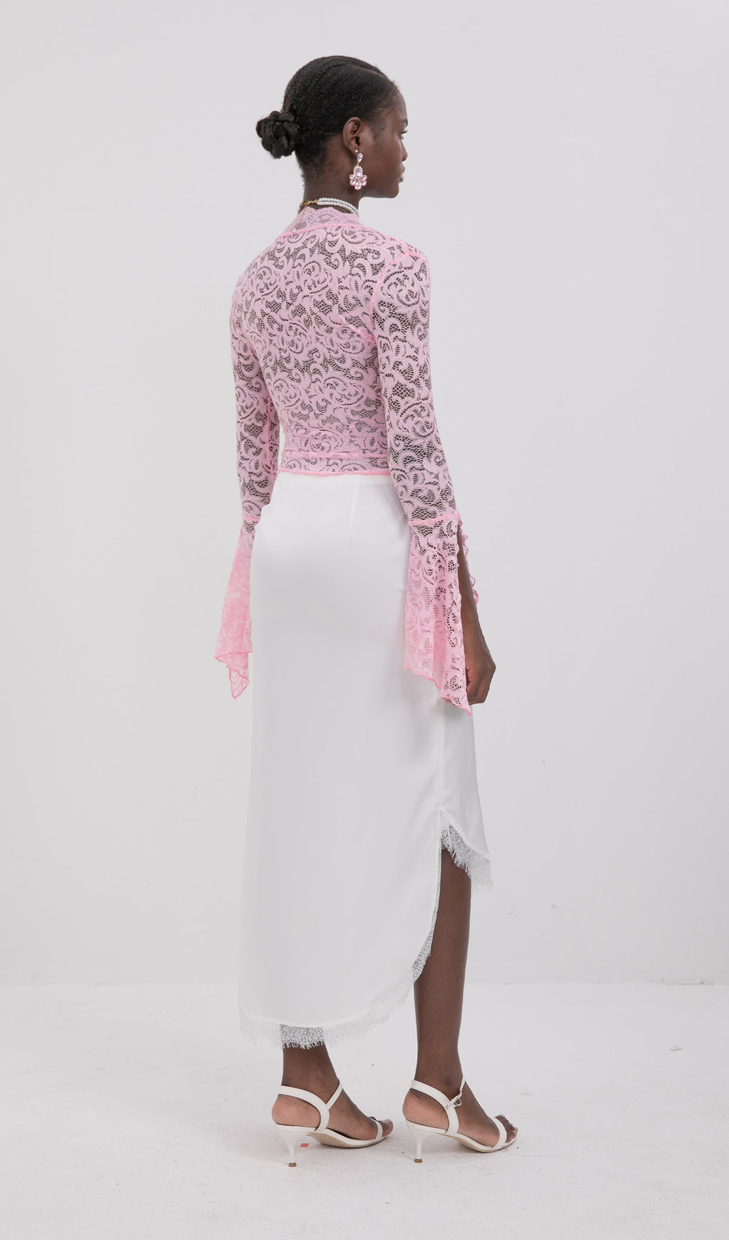 Trendy Pink V-Neck Lce Top