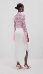 Trendy Pink V-Neck Lce Top