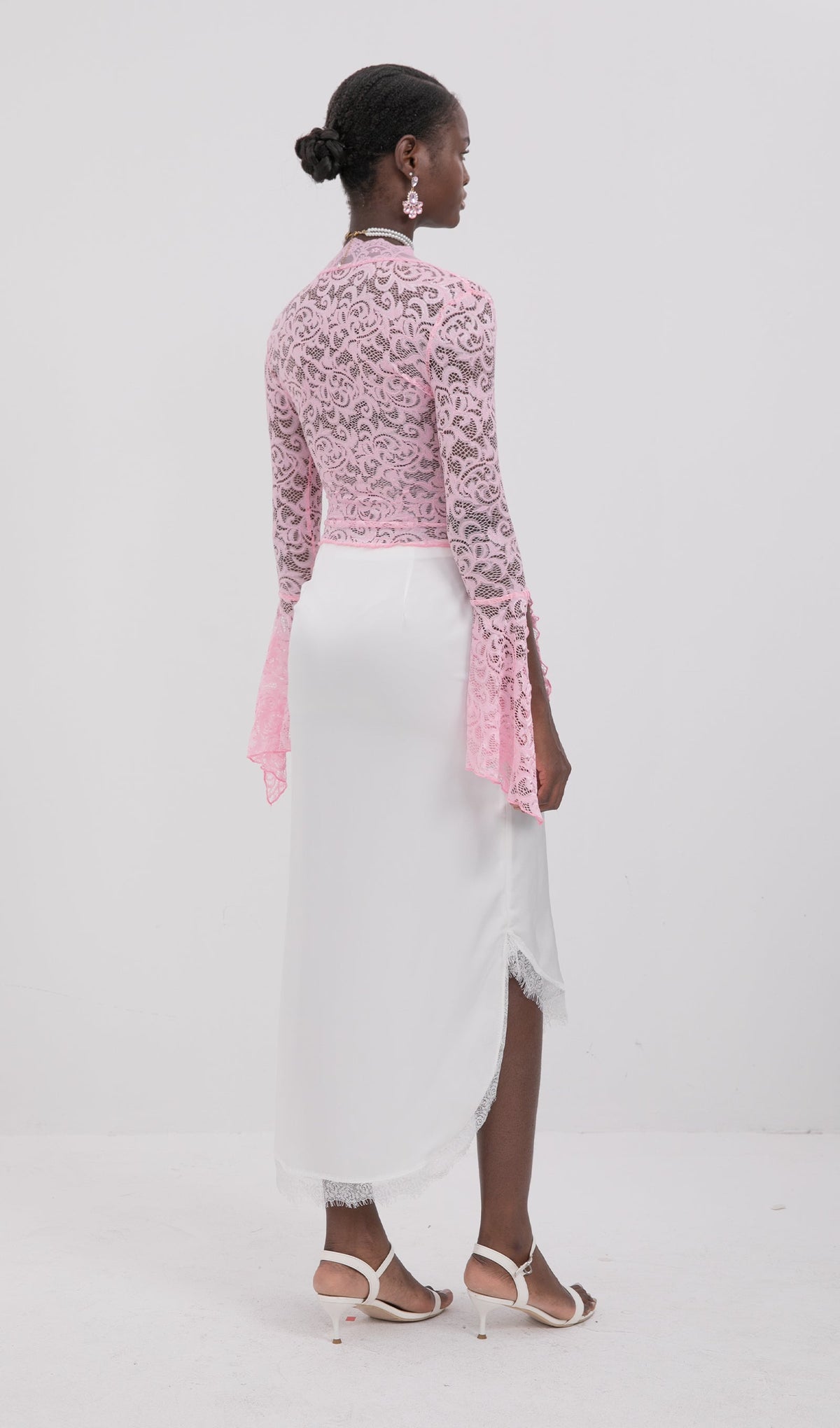 Trendy Pink V-Neck Lce Top