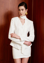 Chiara V Neck Blazer & Mini Skirt Set In White